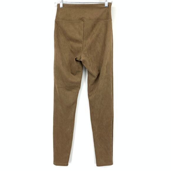 Assets By Spanx Faux Suede Leggings Womens Sz Small Brown Pull On Waist - Picture 2 of 5